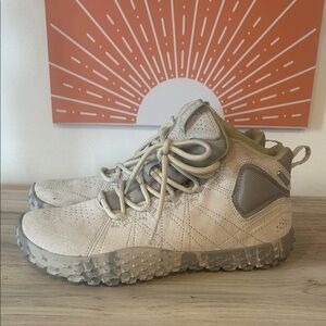 Beige/ Gray High-Top Sneakers with Textured Soles by Merrell